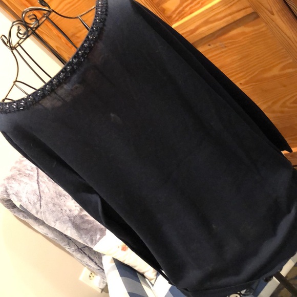 Navy Banana Republic Bejeweled Neck Sweater - Picture 2 of 6